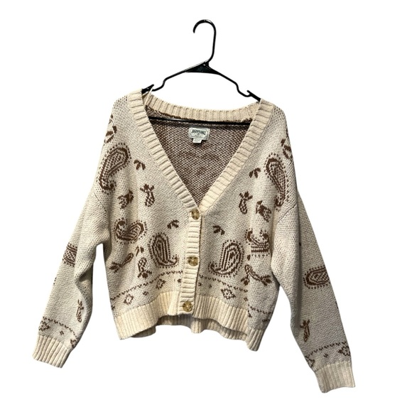 American Eagle Outfitters Sweaters - American Eagle cream paisley print button cardigan oversized XL